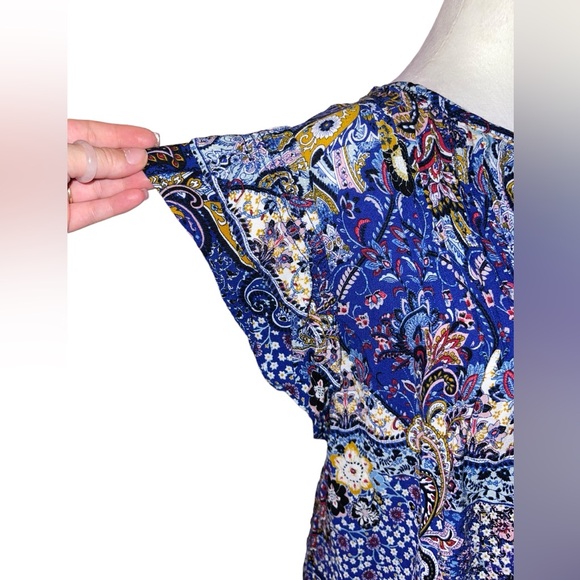 Blue Paisley Boho Western Blouse Large by Knox Rose - Picture 7 of 10